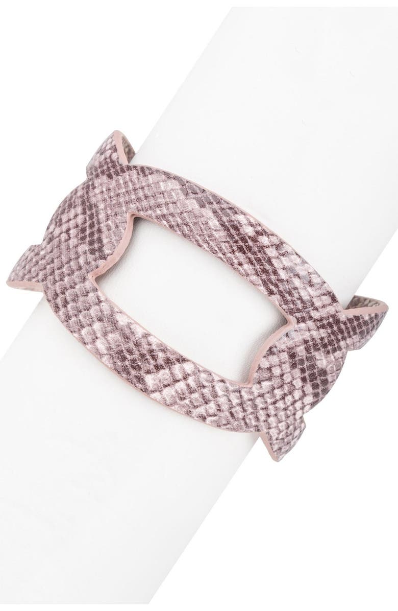 SAACHI Ogee Snakeskin Embossed Cuff Bracelet, Alternate, color, Pink