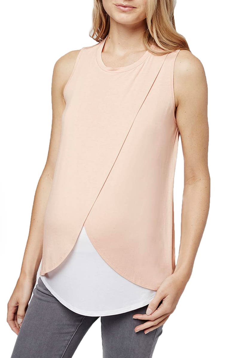 Topshop Short Sleeve Drape Maternity/Nursing Tee, Main, color,