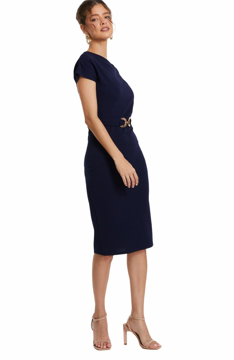 QUIZ Scuba Crepe Midi Dress With Buckle Detail, Alternate, color, 