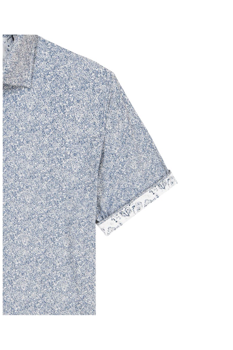 Scrawl Knit Short Sleeve Button-Up Shirt, Alternate, color, NAVY