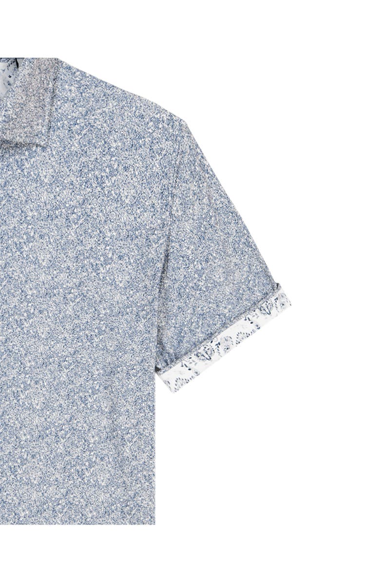 Robert Graham Scrawl Knit Short Sleeve Button-Up Shirt, Alternate, color, Navy