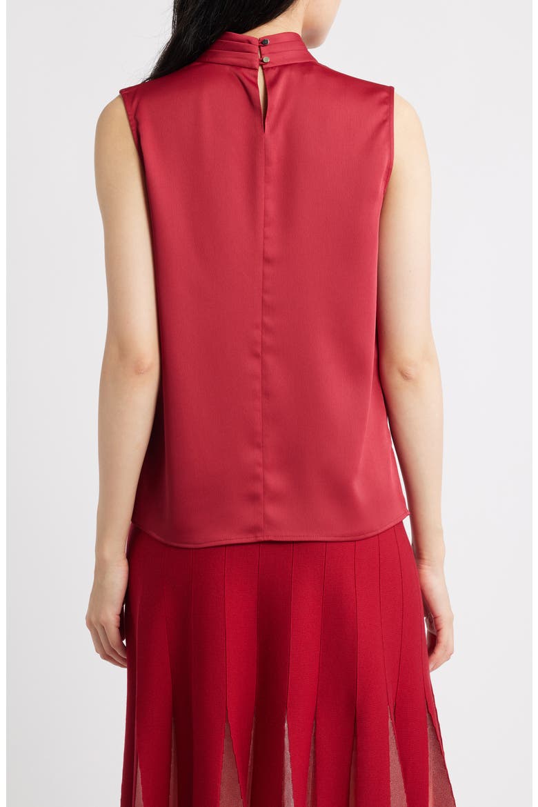 Crêpe de Chine Mock Neck Sleeveless Top, Alternate, color, SCARLET RED