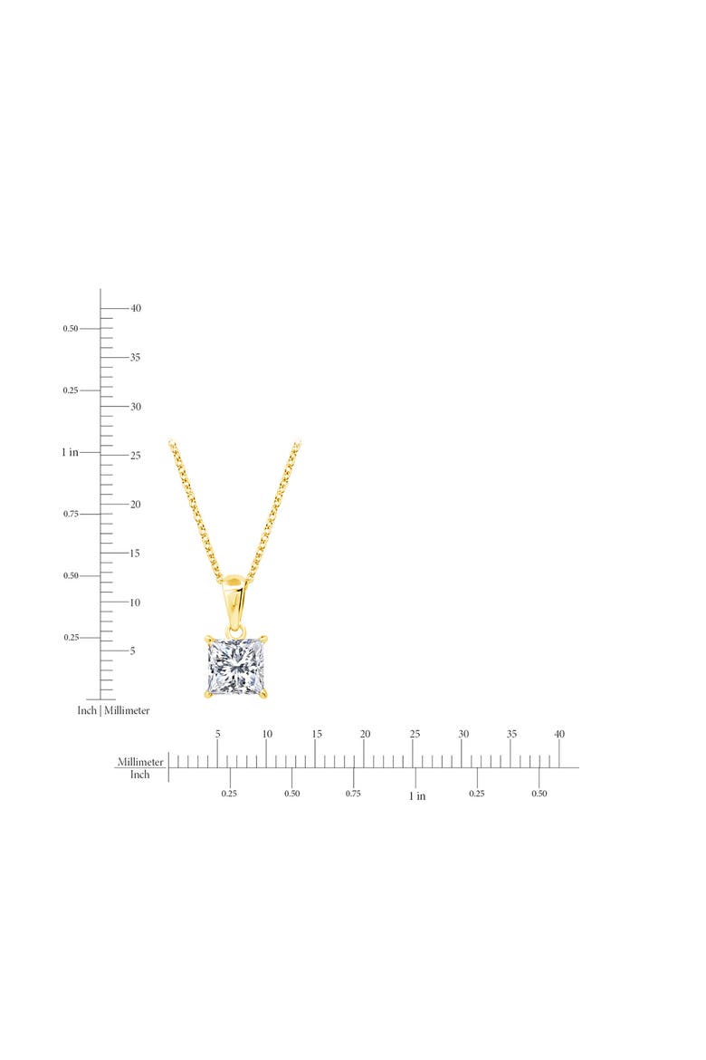 Princess Cut Cubic Zirconia Pendant Necklace, Alternate, color, 18KYG/ CLEAR STONE