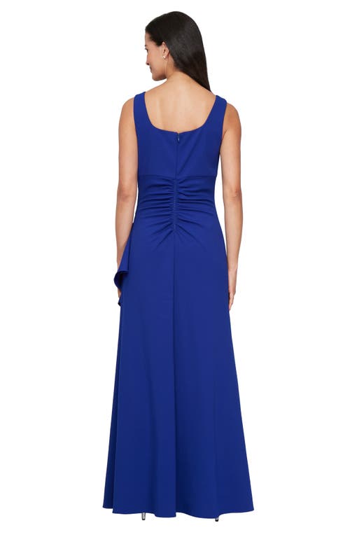 Alex Evenings Bead Detail Stretch Crepe Gown With Bolero Jacket In Royal