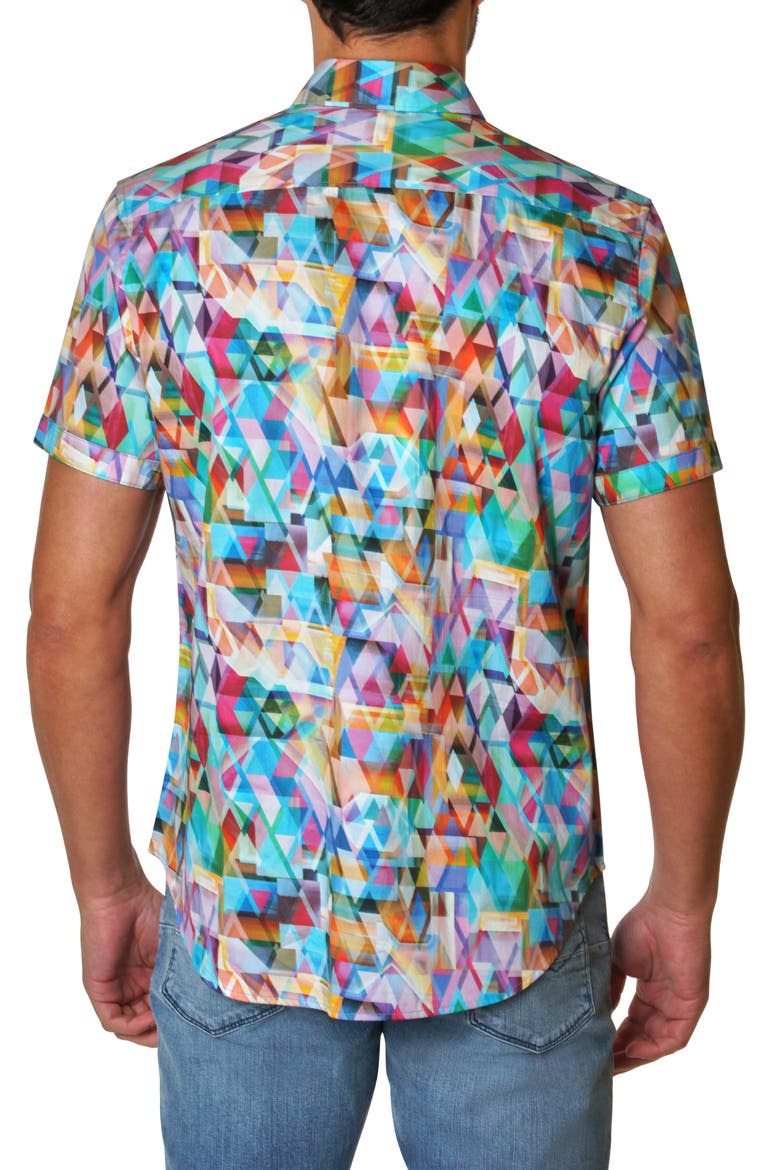 Multi Geo Print Short Sleeve Shirt, Alternate, color, MULTI