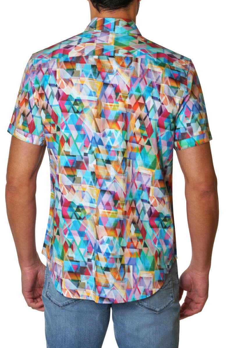 Robert Graham Multi Geo Print Short Sleeve Shirt, Alternate, color, Multi