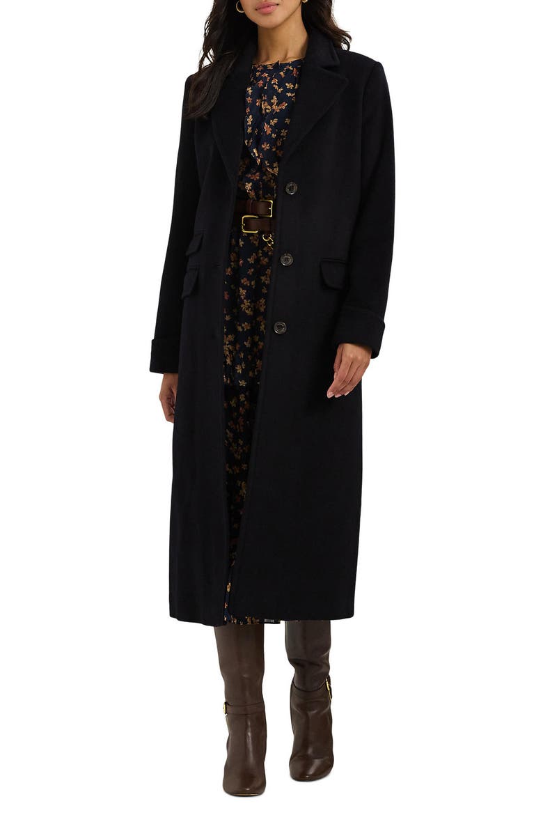 Longline Wool Blend Reefer Coat, Main, color, REGAL NAVY