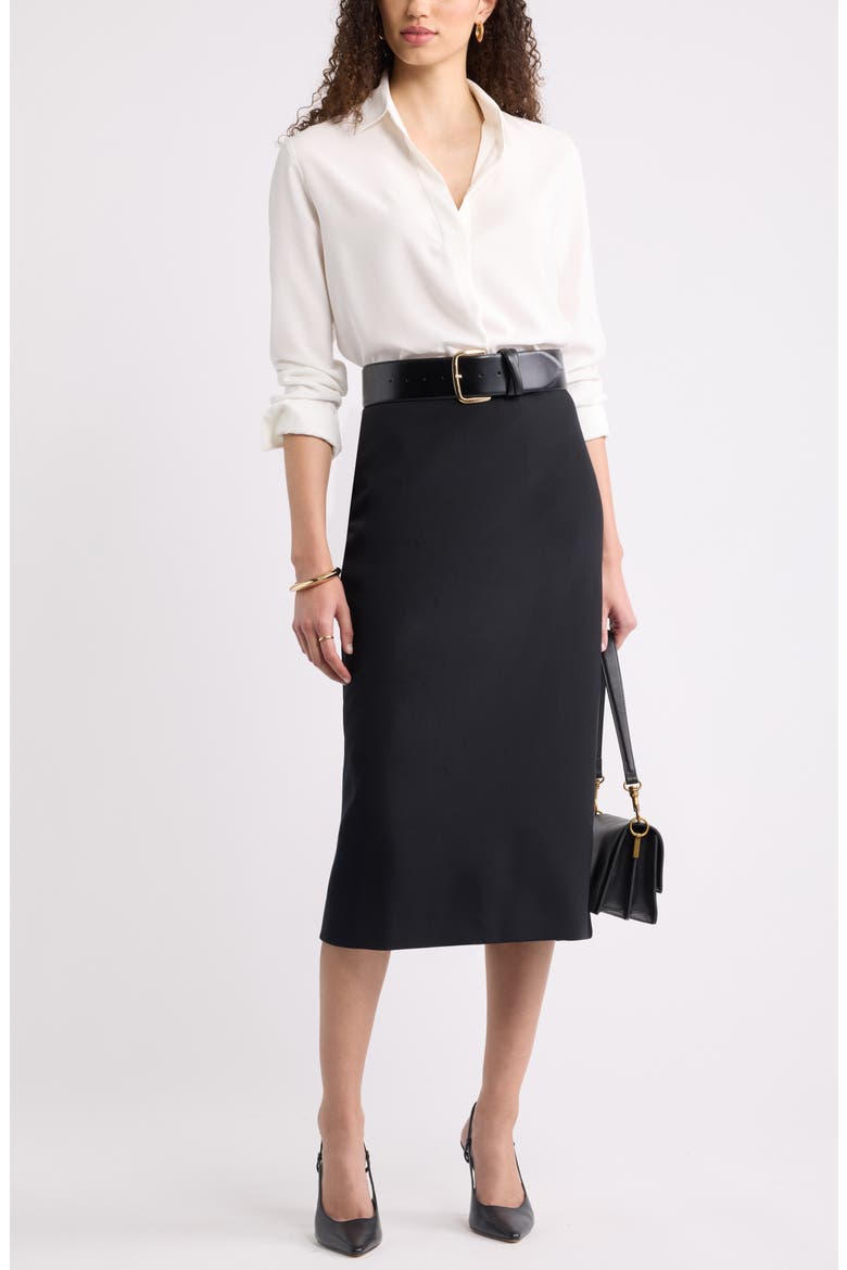 Suiting Column Midi Skirt, Alternate, color, BLACK