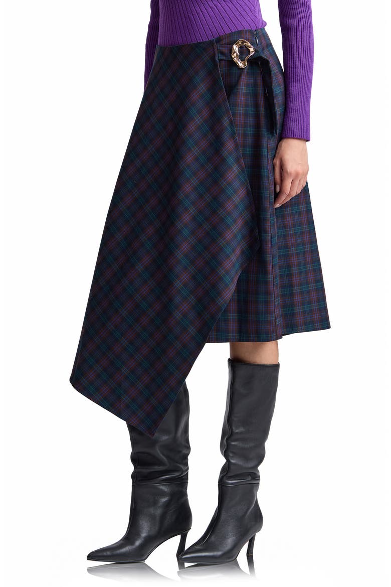 Plaid Scarf Midi Skirt, Alternate, color, MERLOT-NAVY PLAID