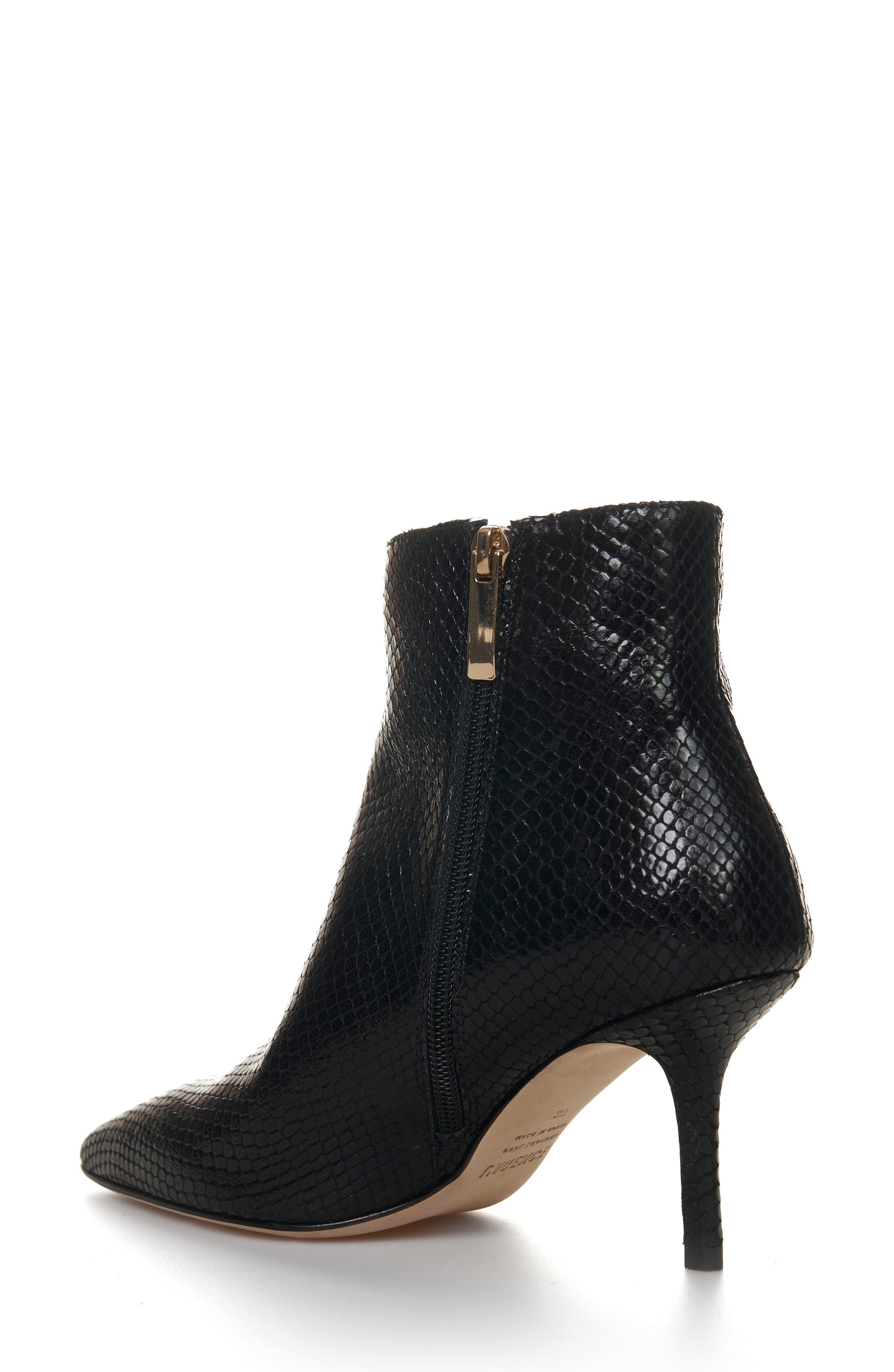 Aimee Pointed Toe Bootie, Alternate, color, BLACK EMBOSSED LEATHER