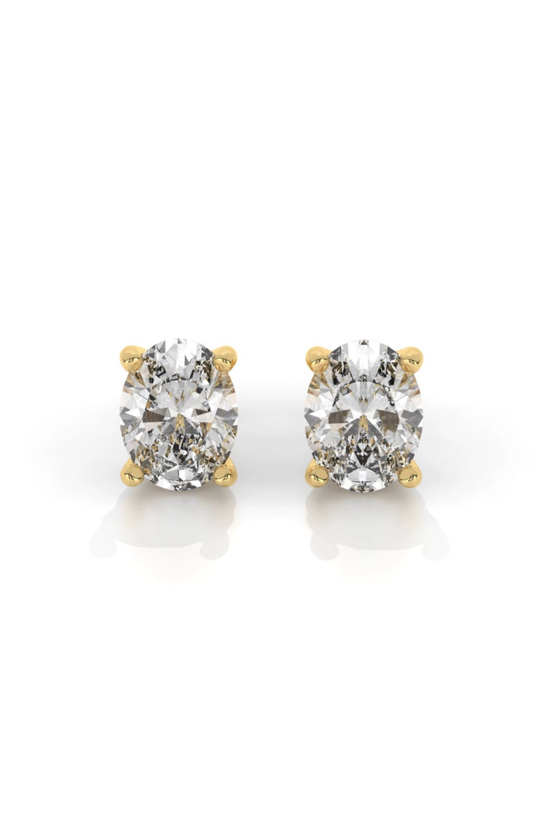 Elena Oval Moissanite Vermeil Stud Earrings, Alternate, color, Gold