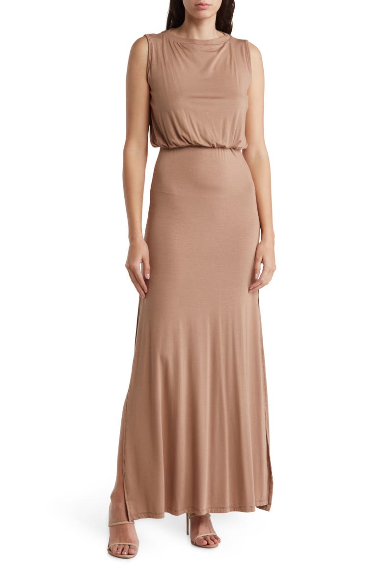 Sleeveless Blouson Maxi Dress, Main, color, SIENNA