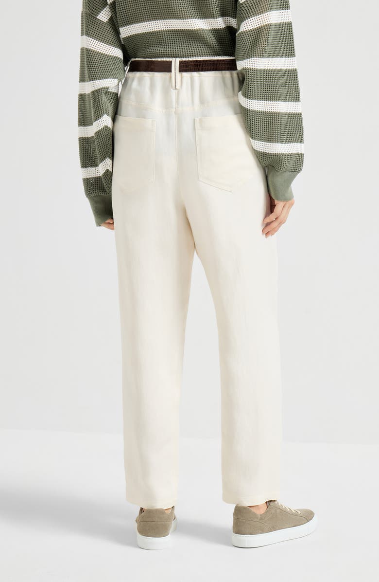 Brunello Cucinelli Fluid twill baggy trousers, Alternate, color, Ivory