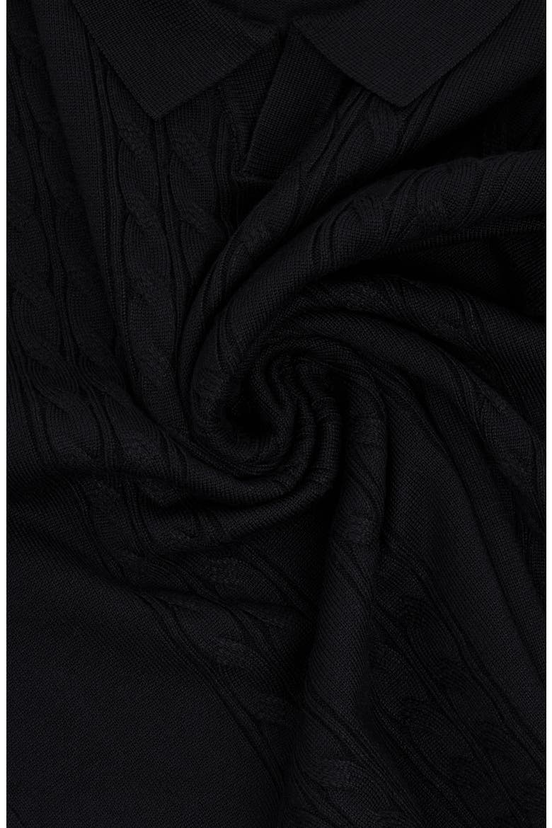 Kids' Cable Knit Polo Sweater, Alternate, color, BLACK