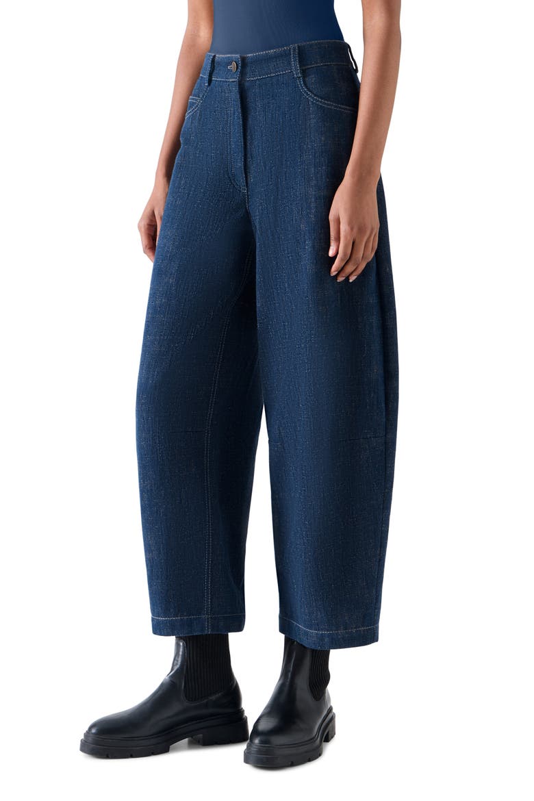 Farrow Crop Barrel Leg Jeans, Alternate, color, BLUE DENIM