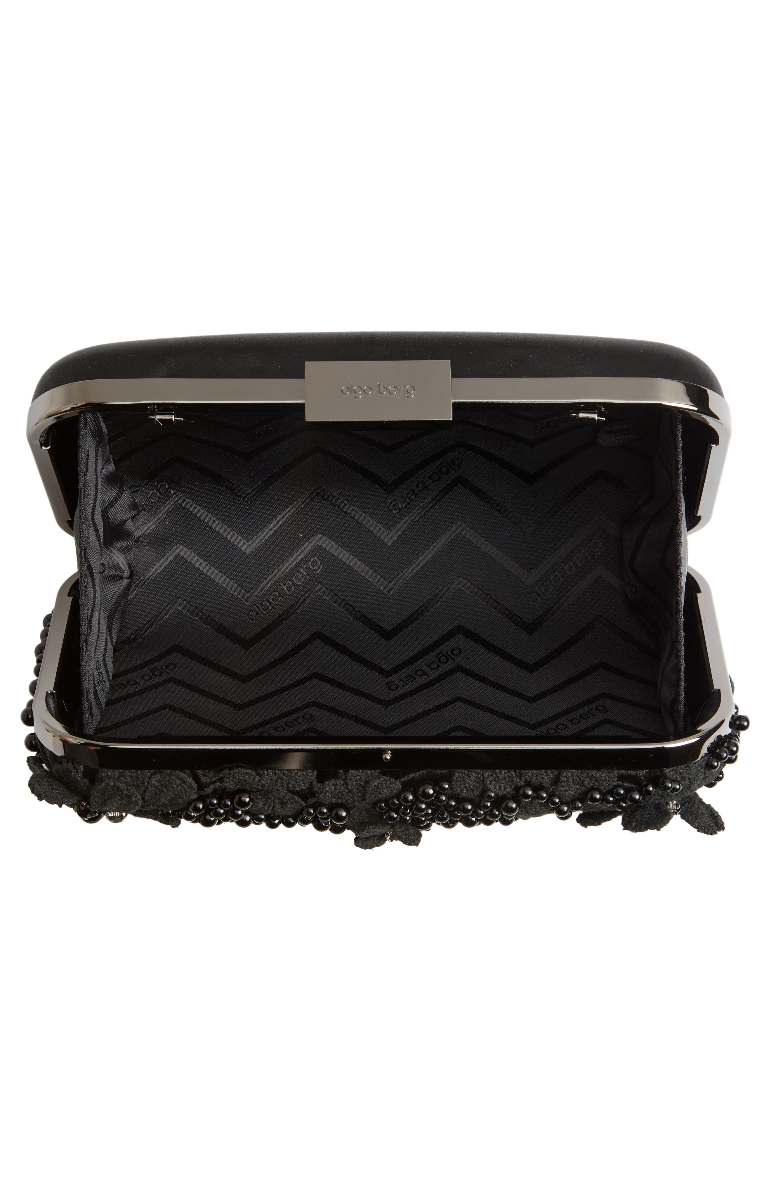 Olga Berg Beth Bead & Crystal Clutch, Alternate, color, Black