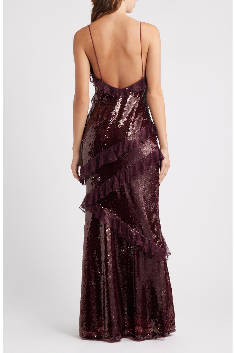 Rialto Sequin & Lace Gown, Alternate, color, BORDEAUX