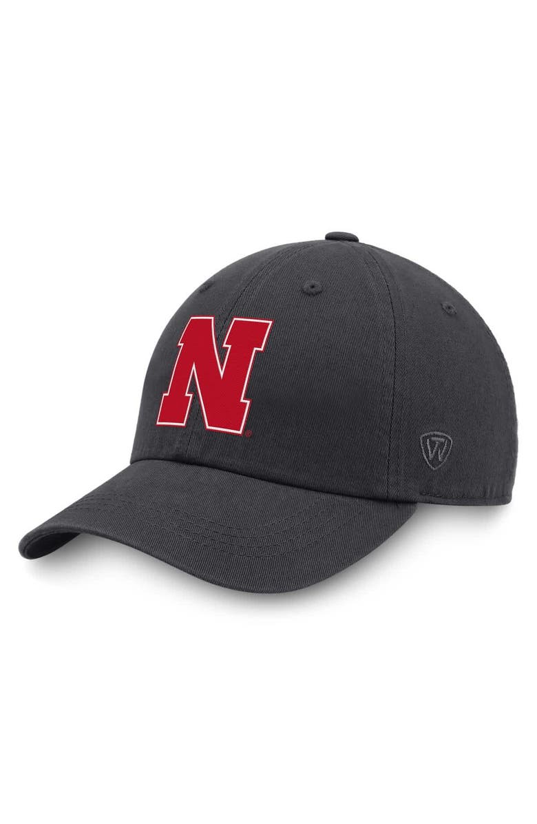 TOP OF THE WORLD Men's Top of the World Heather Charcoal Nebraska Huskers Champ Adjustable Hat, Main, color, 