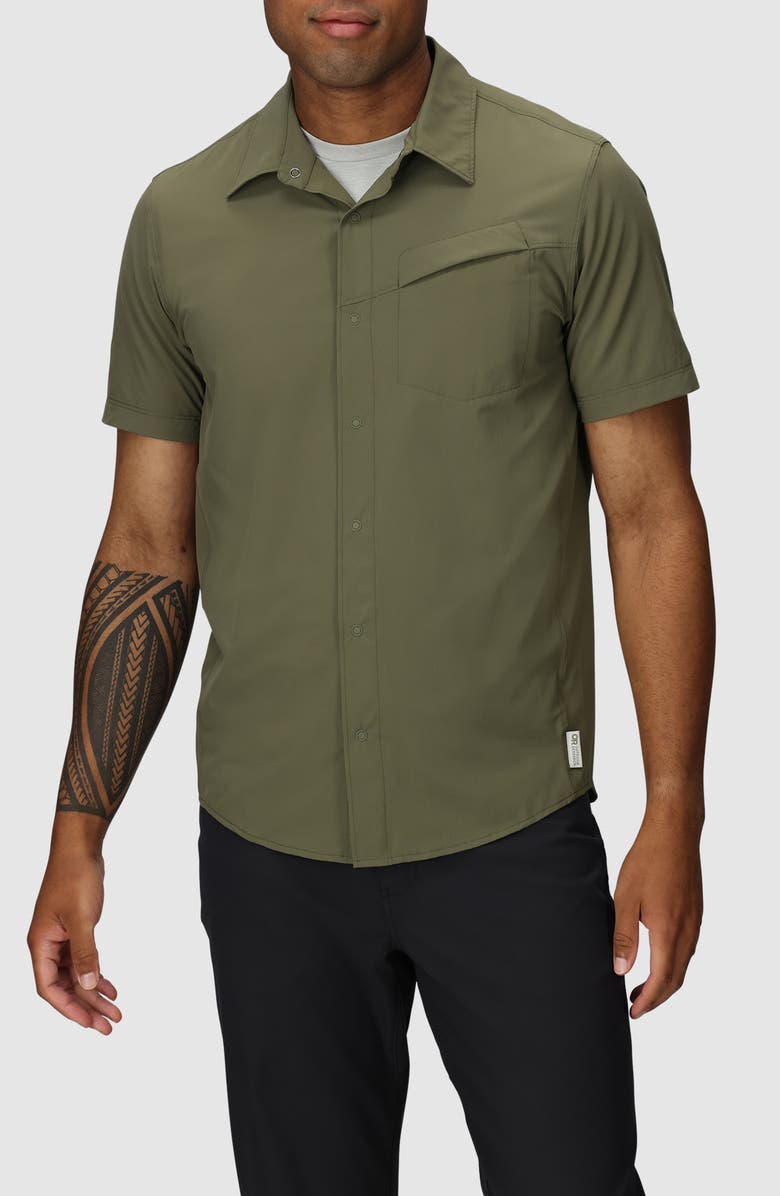 Outdoor Research Astroman Short Sleeve Sun Shirt, Main, color, Ranger Green