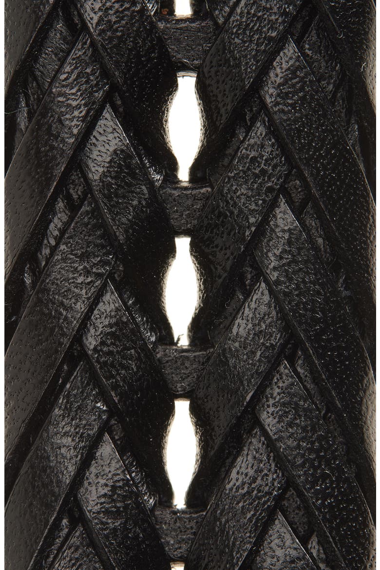Braided Leather Belt, Alternate, color, BLACK