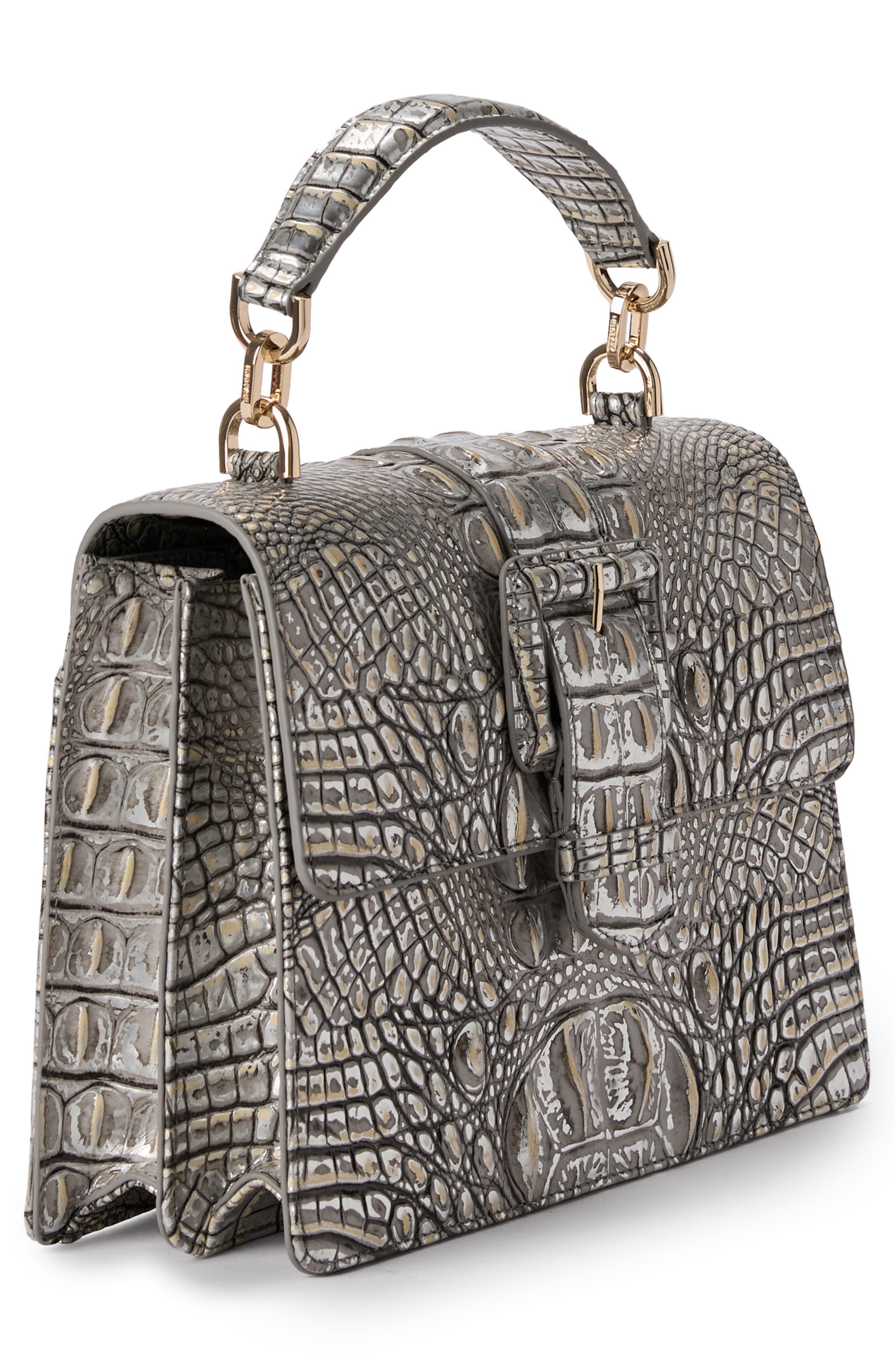 Brahmin Hallie Small Croc Embossed Leather Top Handle Bag, Alternate, color, 
