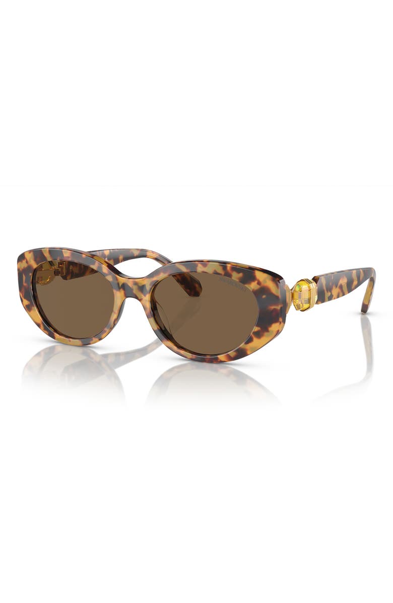 Swarovski 53mm Oval Sunglasses, Alternate, color, Lite Havana