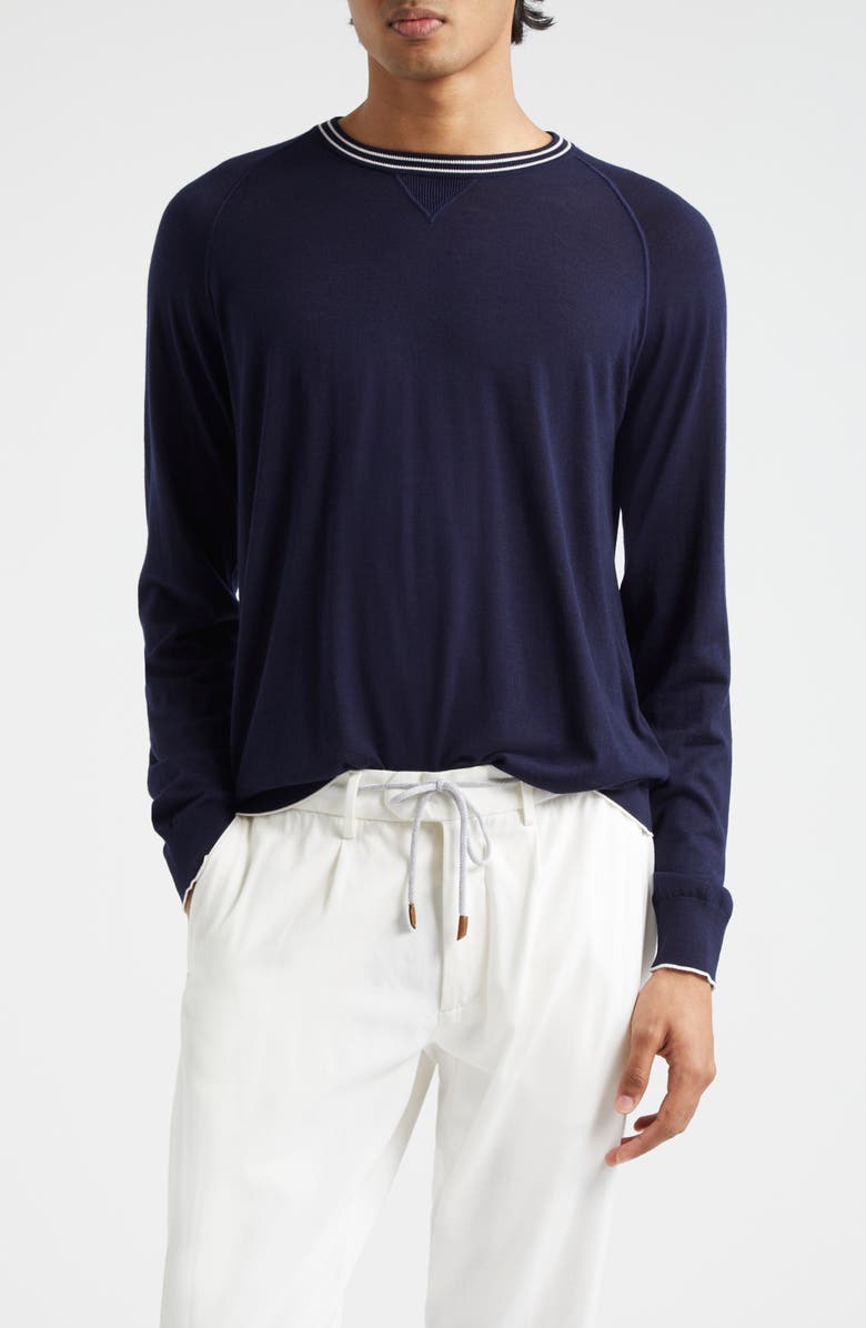 Eleventy Tipped Merino Wool Sweater, Main, color, 