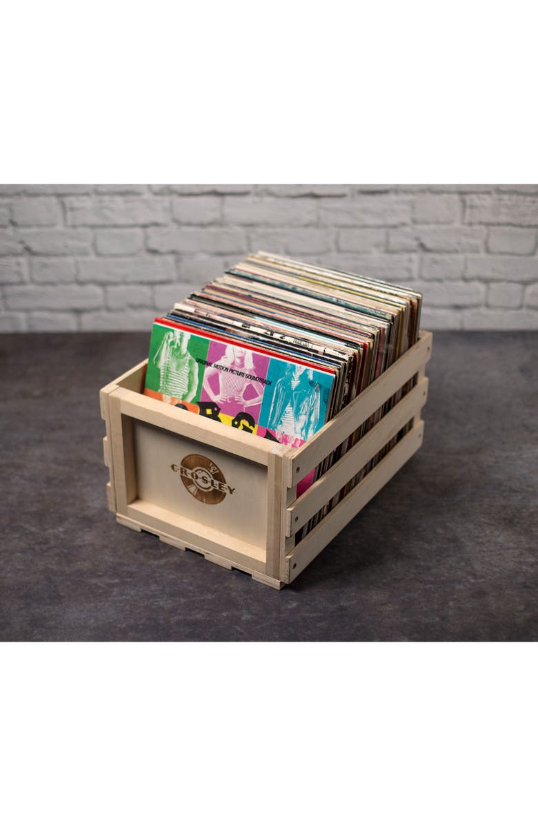 Crosley Radio Record Storage Crate, Alternate, color, Natural