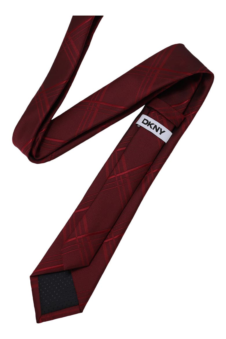 Tonal Plaid Tie, Alternate, color, BLK/ BURGUNDY