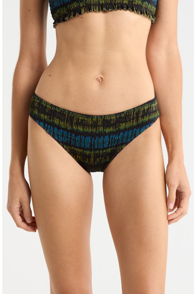 Marseille Tie Dye Smocked Bikini Bottoms, Main, color, LAGOON