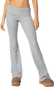EDIKTED Sab Waffle Knit Foldover Pants