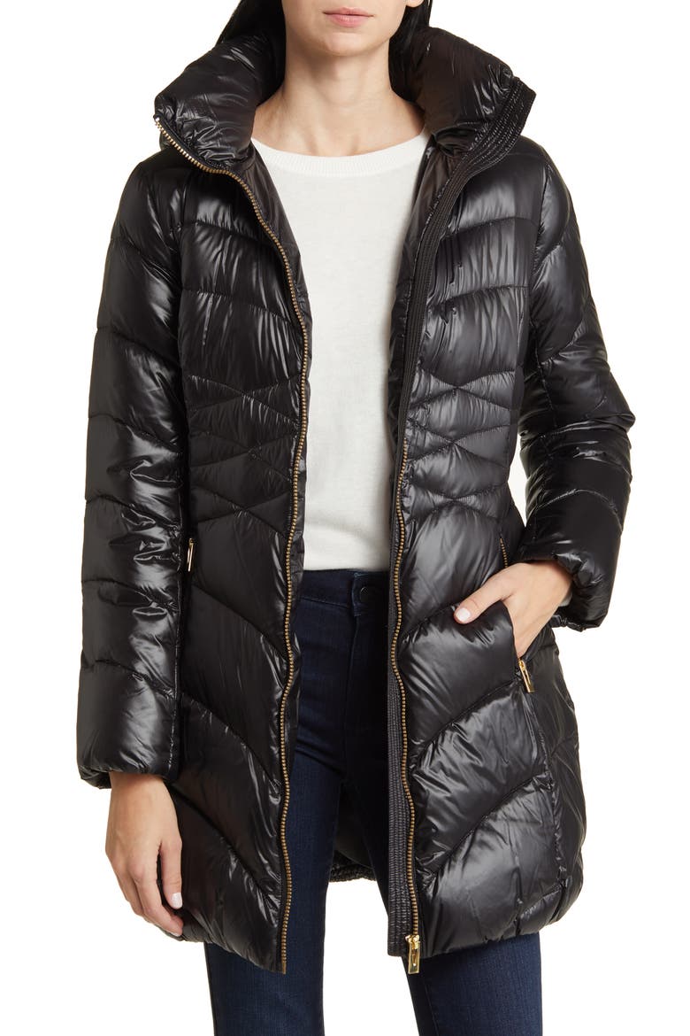 Quilted Puffer Jacket with Removable Hood, Alternate, color, BLACK
