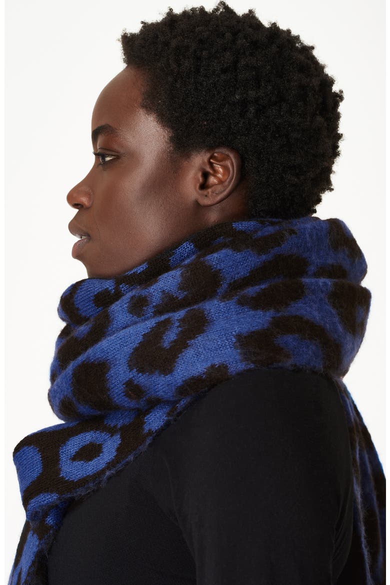 Animal Jacquard Scarf, Alternate, color, ELECTRIC BLUE