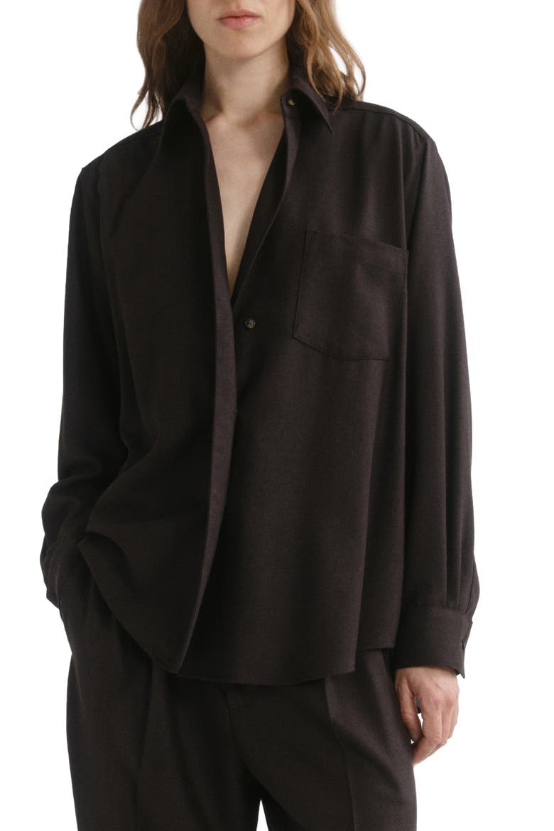 Aris Felted Wool Blend Shirt, Main, color, CHOCOLATE HEATHER DK BRN HEA
