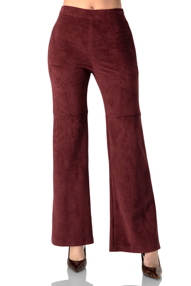 Straight-Leg  Faux-Suede Pants, Main, color, Wine