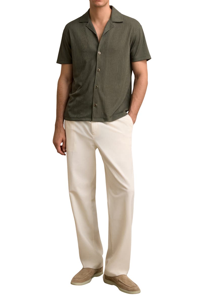 Ando Texture Stripe Camp Shirt, Alternate, color, DARK GREEN