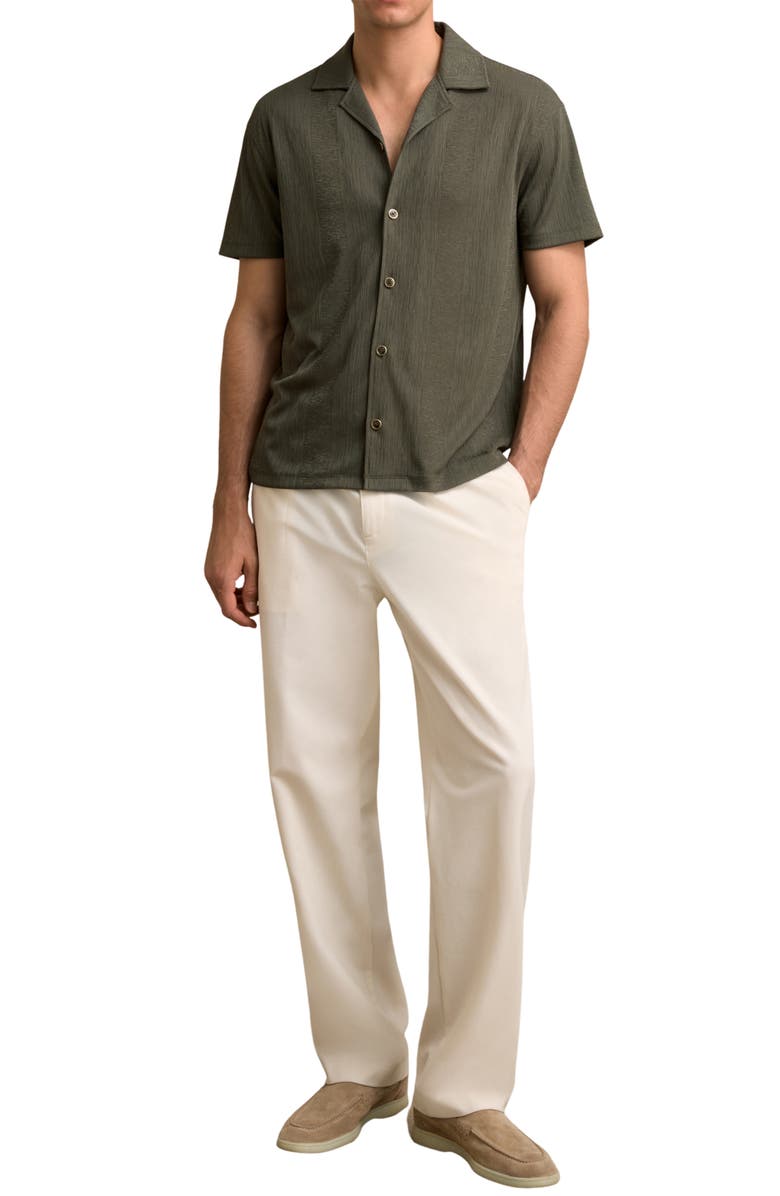 Reiss Ando Texture Stripe Camp Shirt, Alternate, color, Dark Green