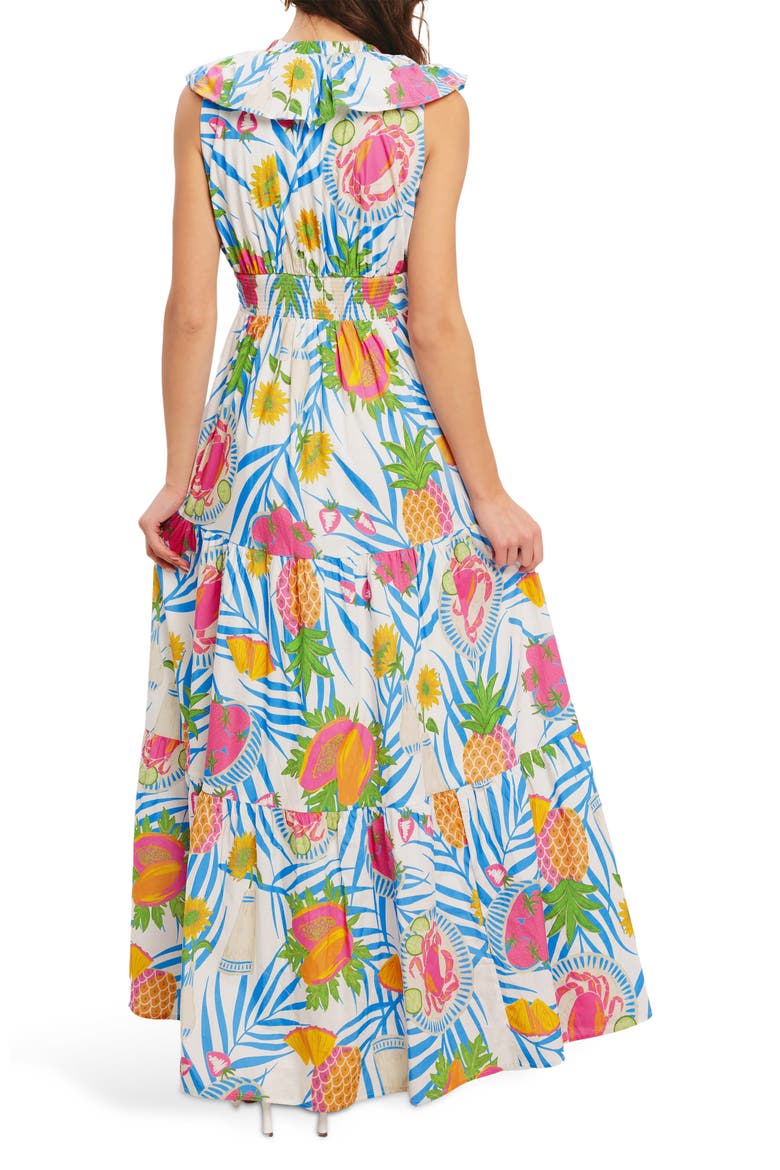 Tropical Print Sleeveless Cotton Maxi Dress, Alternate, color, OFF WHITE MULTI