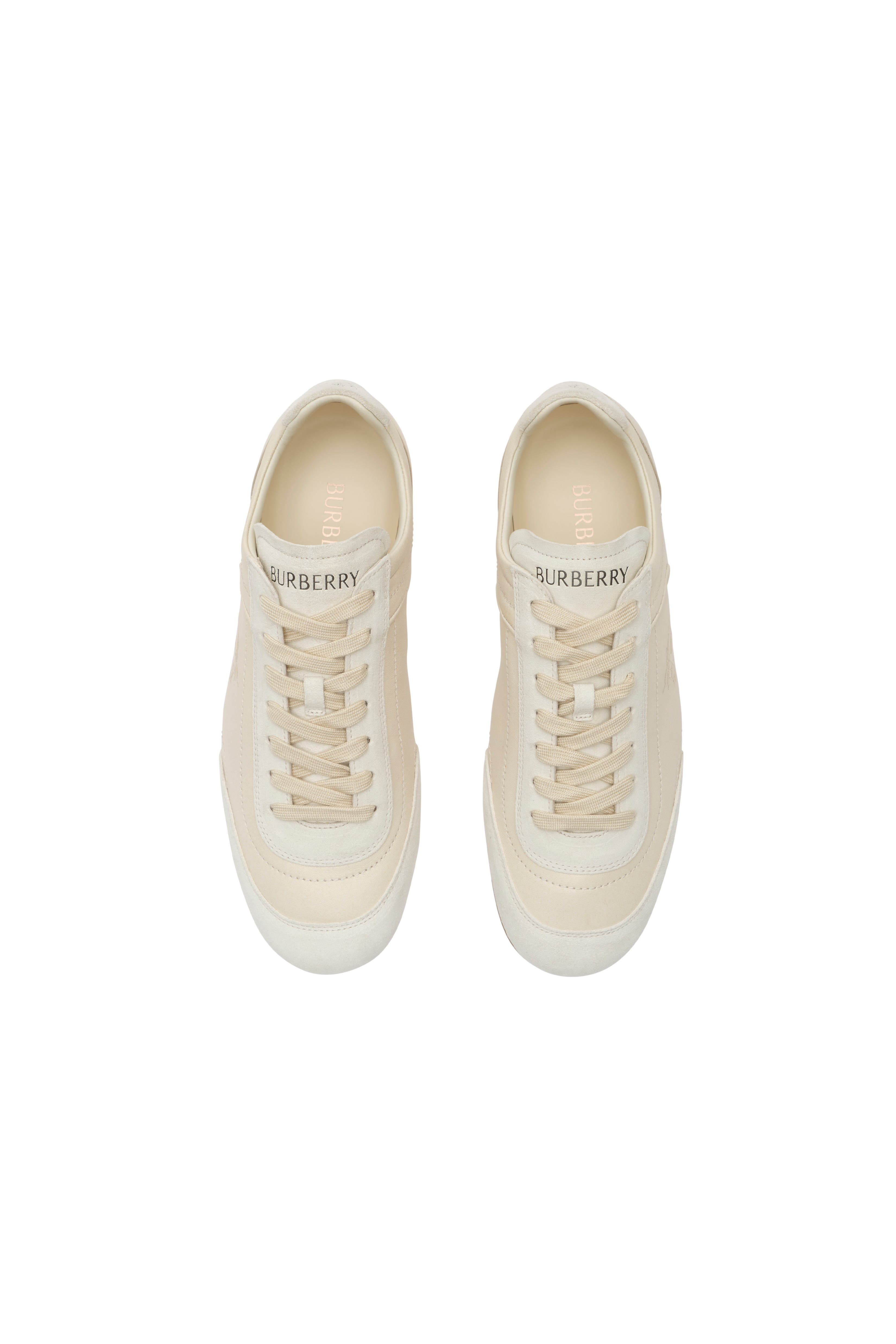 Burberry Leather Knight Runner Sneakers, Alternate, color, Dove Beige