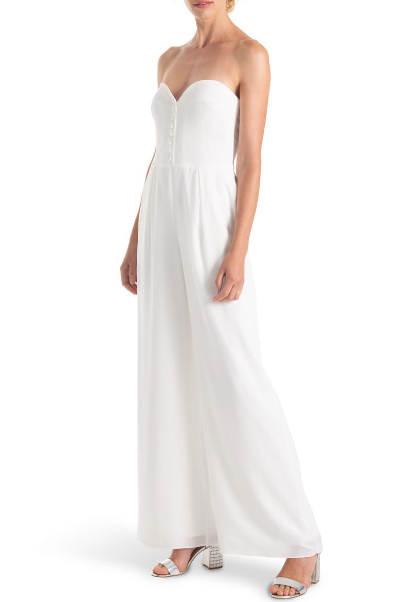 Aretha Strapless Jumpsuit, Alternate, color, WHITE