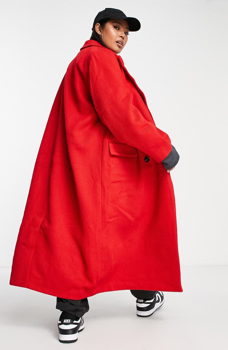 ASOS DESIGN Curve Twill Longline Coat, Alternate, color,