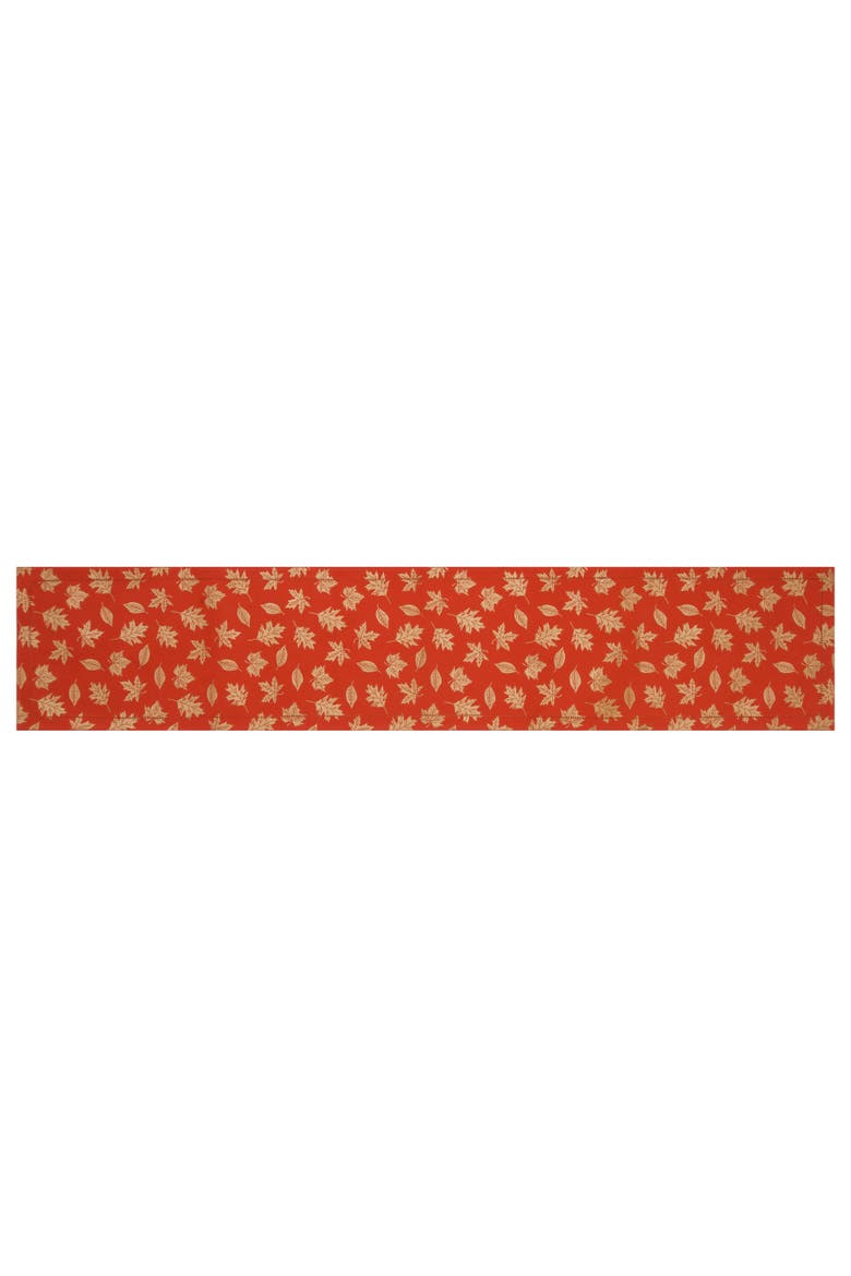 Lux Botanical Fall Leaf Hemstitch Runner 14" x 72", Alternate, color, Gold