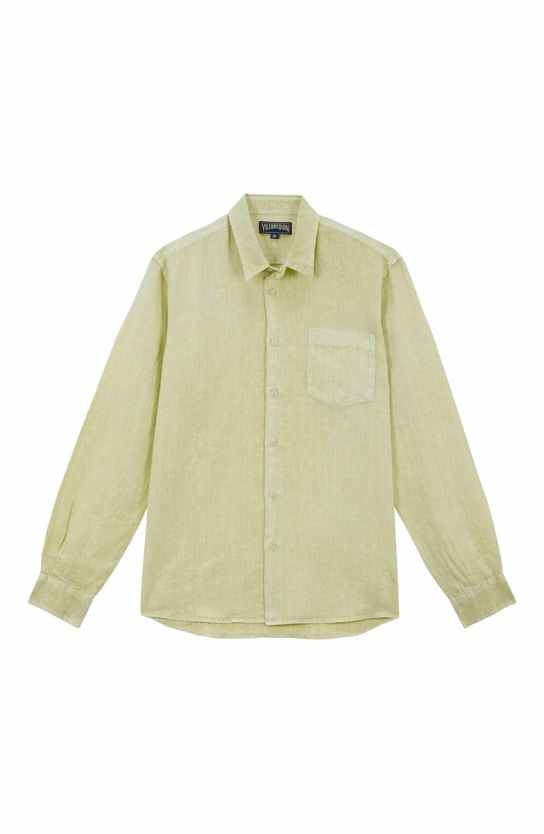 Vilebrequin Men's Linen Mineral Dye Shirt, Main, color, Citronelle