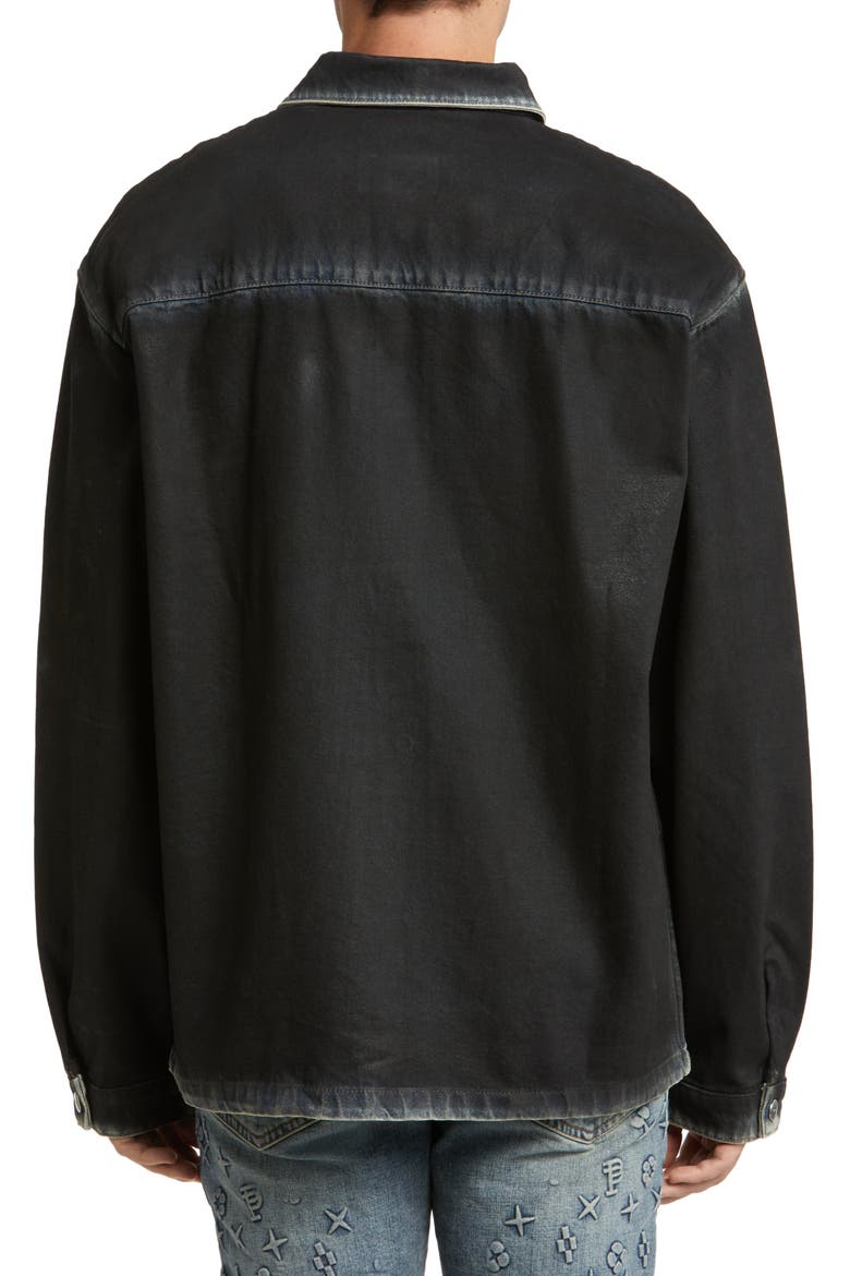 Coated Denim Shirt Jacket, Alternate, color, BLACK