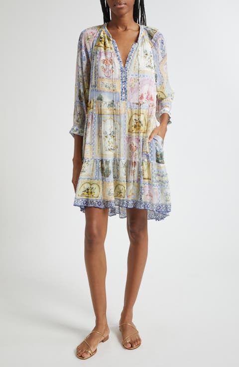 Gathered Panel Silk Minidress