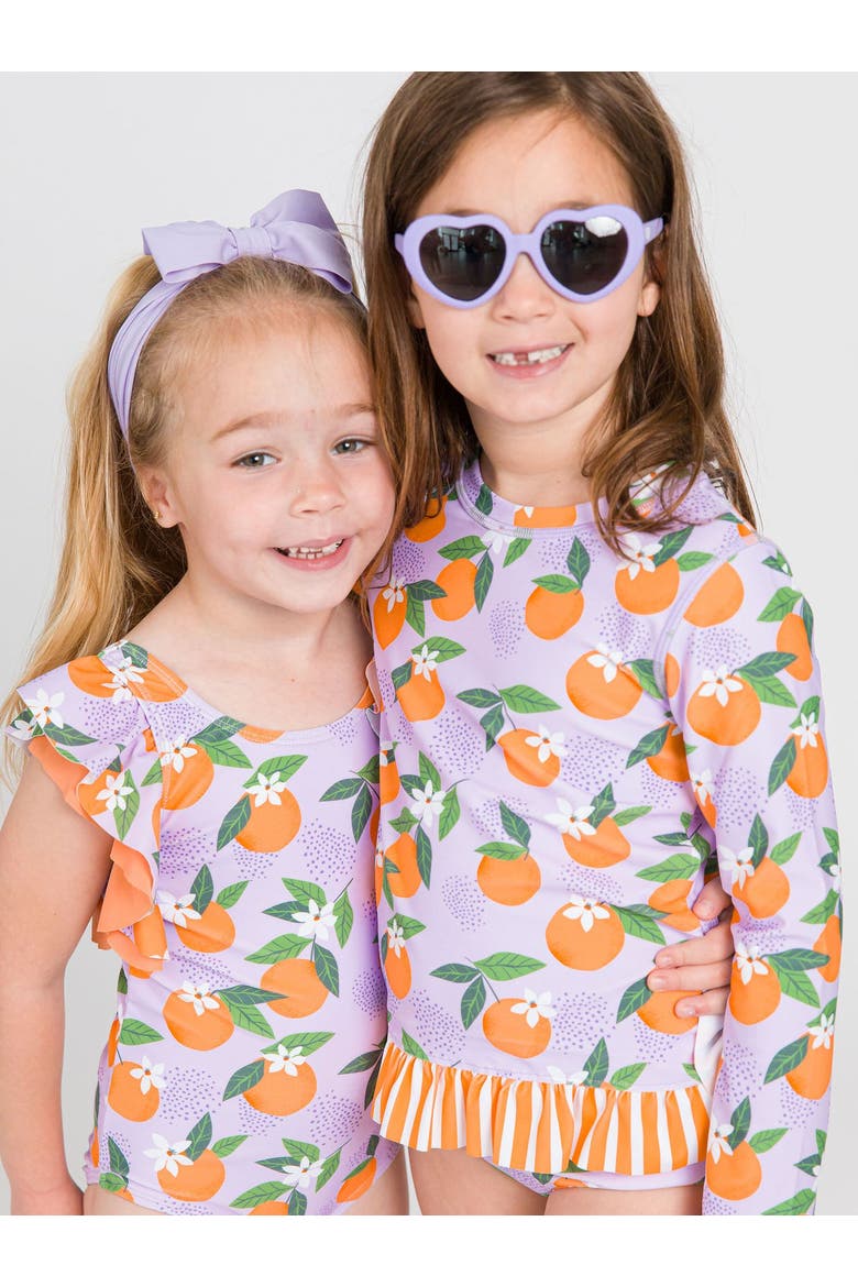 UPF50 Long Sleeve Rash Guard Bikini, Alternate, color, Purple Orange You The Sweetest