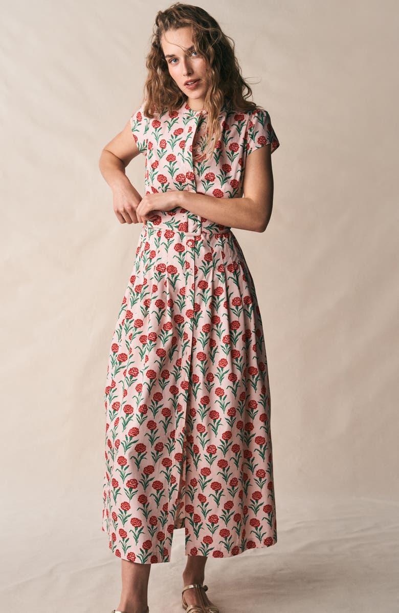 Boden Arabella Cotton Maxi Dress, Alternate, color, Pink Carnation Stem