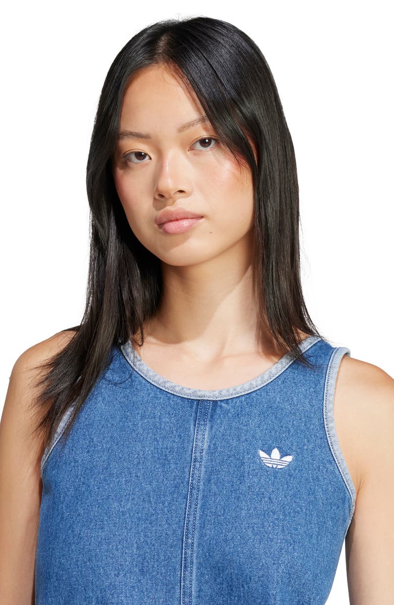 adidas Originals Adicolor 3-Stripes Sleeveless Denim Dress, Alternate, color,