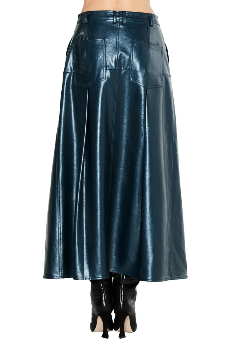 Felicia Faux Leather Midi Skirt, Alternate, color, BLUE