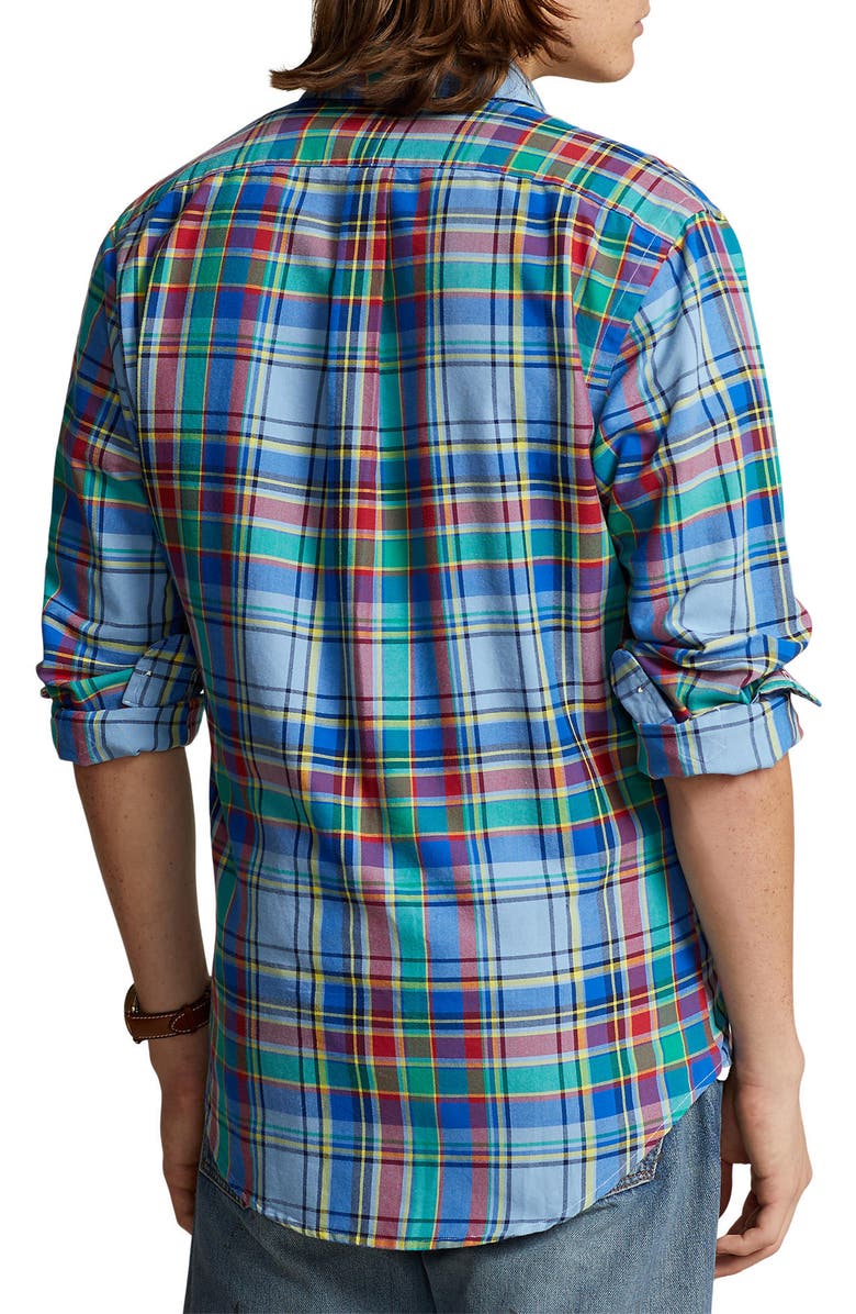 Polo Ralph Lauren Plaid Cotton Oxford Button-Down Shirt, Alternate, color,
